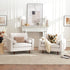 Tiziano Tufted Armchair – Ivory Linen Accent Chair with Pillows | Mid-Century Lounge Chair | Kinwell Furniture