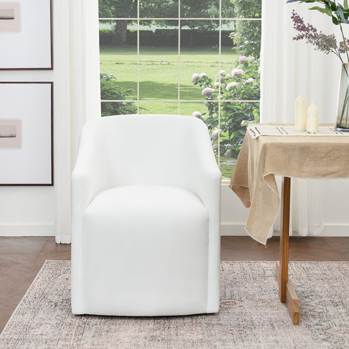 Rafa Performance Dining Chair with Casters - Covered Dining Chair | Dining Chairs with Arms | Kinwell Furniture | Performance Fabric Chairs