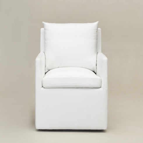 Sean Performance Dining Chair with Casters - Ivory Padded Dining Chair | Dining Chairs with Casters | Kinwell Furniture | Top Performing Dining