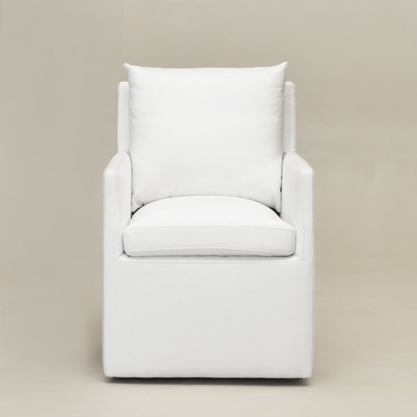 Sean Performance Dining Chair with Casters - Ivory Padded Dining Chair | Dining Chairs with Casters | Kinwell Furniture | Top Performing Dining