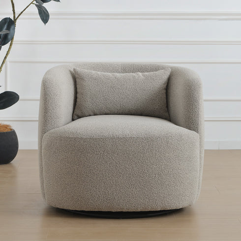 Ashlie Bouclé Swivel Barrel Chair - Taupe Modern Swivel Chair | Swivel Accent Chairs | Kinwell Furniture | Swivel Armchairs