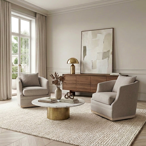 Minerva Swivel Barrel Chair - Gray Modern Swivel Chair | Swivel Accent Chairs | Kinwell Furniture | Swivel Armchairs