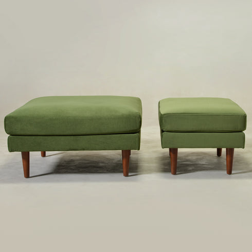 Albert Linen Blend Ottoman – Footrest & Pouf | Living Room Accent Seat | Kinwell Furniture | Contemporary Ottoman | Green