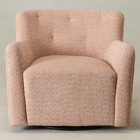 Vestie Chenille Swivel Barrel Chair - Pink Modern Swivel Chair | Swivel Accent Chairs | Kinwell Furniture | Swivel Armchairs
