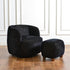 Ashlie Sculpted Jacquard Swivel Barrel Chair - Black & Gold Jacquard Swivel Chair | Sculpted Barrel Accent Chair | Modern Swivel Accent Chair | Upholstered Swivel Armchair | Kinwell Furniture | 360 Degree Swivel Barrel Chair | Embossed Jacquard Accent Chair | Living Room Accent Chairs | Luxury Statement Chair