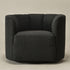 Wilton Bouclé Swivel Barrel Chair - Black Petal Back Modern Swivel Chair | Swivel Accent Chairs | Kinwell Furniture | Swivel Armchairs