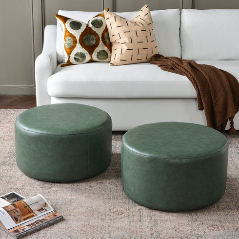 Elof Faux Leather Ottoman - Stylish Ottoman | Living Room Pouf | Kinwell Furniture | Modern Ottomans