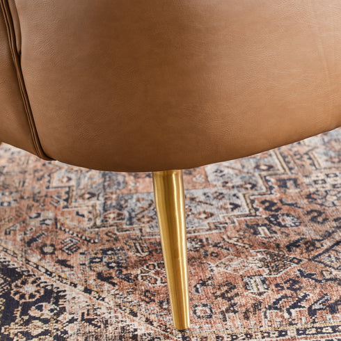 Letitia Faux Leather Wingback Chair - Camel Accent Chair | Decorative Faux Leather Chairs | Kinwell Furniture | Modern Wingback Accent Chairs