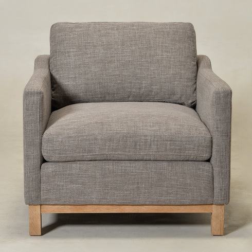 Goose Down Feathers Upholstered Armchair – Tan Square Arm Accent Chair | Plush Feather-Filled Chair | Kinwell Furniture | Cloud-Soft, Timeless Design