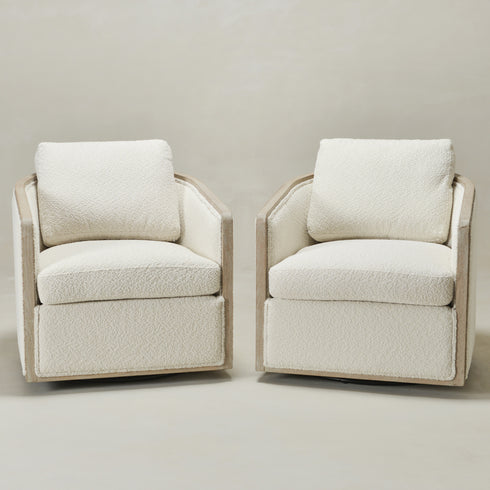 Claude Bouclé Swivel Barrel Chair - Cozy Modern Swivel Chair | Swivel Accent Chair for Living Room | Kinwell Furniture | Swivel Armchair with Bouclé Fabric