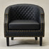 Louis Faux Leather Tufted Club Chair - Black Accent Chair | Decorative Accent Chairs | Kinwell Furniture | Modern Club Chairs | Barrel Club Chair | Nailhead Trim Chair | Contemporary Faux Leather Chair | Elegant Black Chair