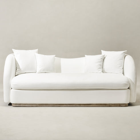 Samuel Premium Fabric Curved Sofa in White – 3 Seater Sofa | Three Seater Couch | Modern Curved Sofa | Kinwell Furniture