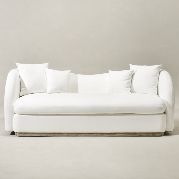 Samuel Premium Fabric Curved Sofa in White – 3 Seater Sofa | Three Seater Couch | Modern Curved Sofa | Kinwell Furniture