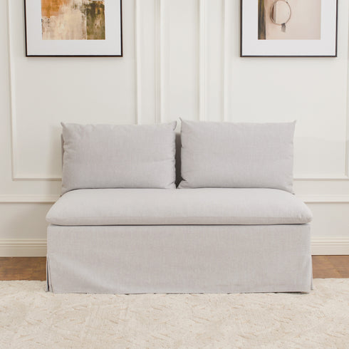 Nelly Performance Bench Banquette - Light Gray Modern Banquette Bench | Dining Benches & Banquettes | Kinwell Furniture | Upholstered Banquette Bench