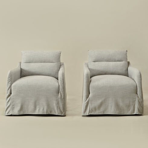 Clara Linen Slipcover Swivel Chair