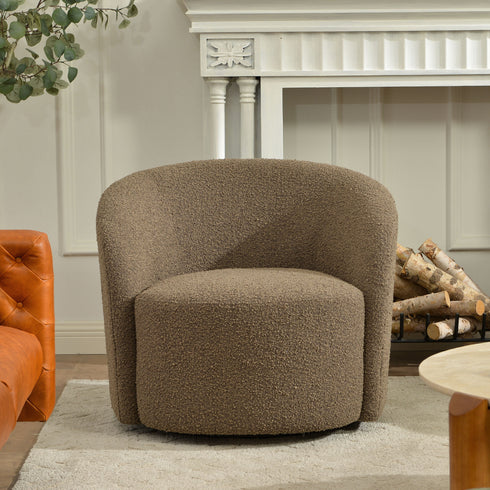Everitte Bouclé Swivel Barrel Chair