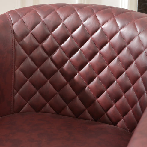 Logan Faux Leather Tufted Swivel Club Chair - Red Modern Swivel Chair | Swivel Accent Chairs | Kinwell Furniture | Swivel Armchairs