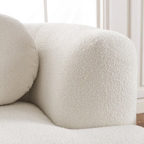 Otto Bouclé Loveseat in Beige – Modern Boucle 2 Seater Sofa | Small Apartment Sofa | Cozy Loveseat Couch | Kinwell Furniture