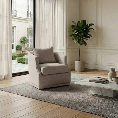 Minerva Swivel Barrel Chair - Gray Modern Swivel Chair | Swivel Accent Chairs | Kinwell Furniture | Swivel Armchairs