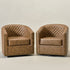 Logan Faux Leather Tufted Swivel Club Chair - Modern Swivel Chair | Swivel Accent Chairs | Kinwell Furniture | Swivel Armchairs