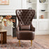 Letitia Faux Leather Wingback Chair - Brown Accent Chair | Decorative Faux Leather Chairs | Kinwell Furniture | Modern Wingback Accent Chairs