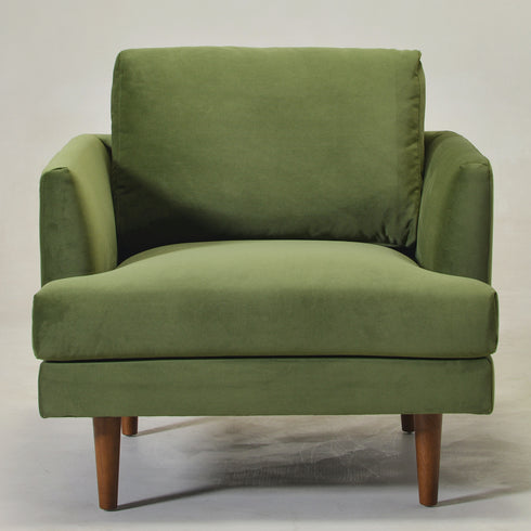 Upholstered Armchair – Green Square Arm Accent Chair | Performance Fabric Armchair | Kinwell Furniture | Scandinavian, Timeless Design