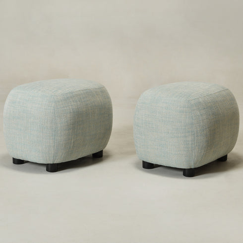 Elmer Linen Ottoman - Light Green Fabric Ottoman | Decorative Ottoman | Kinwell Furniture | Modern Ottoman Furniture