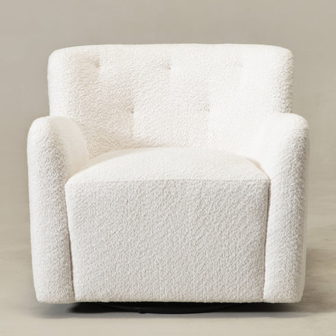 Vestie Chenille Swivel Barrel Chair - Cream Mid Century Modern Swivel Chair | Waiting Room Swivel Chairs| Kinwell Furniture | Designer Swivel Chairs