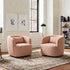 Ashlie Linen Swivel Barrel Chair - Coral Modern Swivel Chair | Swivel Accent Chairs | Kinwell Furniture | Swivel Armchairs