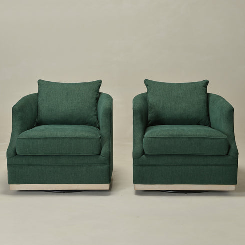 Minerva Swivel Barrel Chair - Green Modern Swivel Chair | Swivel Accent Chairs | Kinwell Furniture | Swivel Armchairs