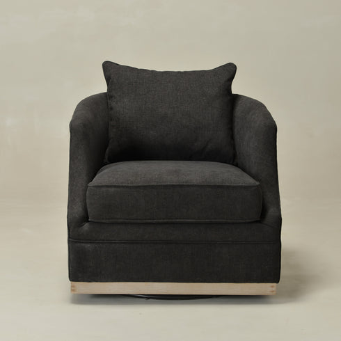 Minerva Swivel Barrel Chair - Black Modern Swivel Chair | Swivel Accent Chairs | Kinwell Furniture | Swivel Armchairs