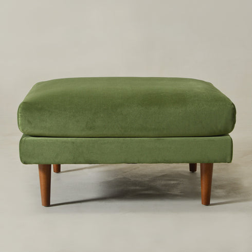 Albert Linen Blend Ottoman – Footrest & Pouf | Living Room Accent Seat | Kinwell Furniture | Contemporary Ottoman | Green