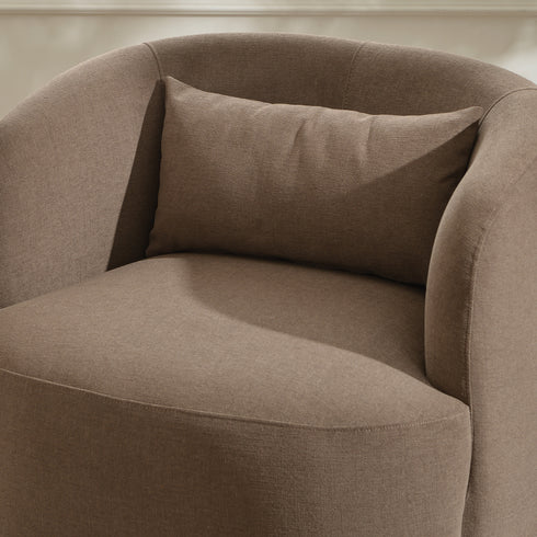 Ashlie Chenille Swivel Barrel Chair - Teddy Brown Modern Swivel Chair | Swivel Accent Chairs | Kinwell Furniture | Swivel Armchairs