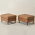 Tiziano Tufted Ottoman – Faux Leather Rectangular Footrest & Accent Seat | Mid-Century Upholstered Pouf | Camel Ottoman