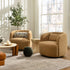Ashlie Chenille Swivel Barrel Chair - Brown Modern Swivel Chair | Swivel Accent Chairs | Kinwell Furniture | Swivel Armchairs