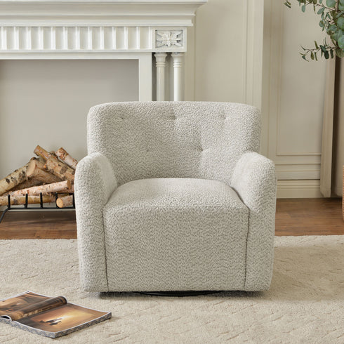 Vestie Chenille Swivel Barrel Chair - GrayGreen Modern Swivel Chair | Swivel Accent Chairs | Kinwell Furniture | Swivel Armchairs