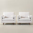 Tiziano Tufted Armchair – Ivory Linen Accent Chair with Pillows | Mid-Century Lounge Chair | Kinwell Furniture
