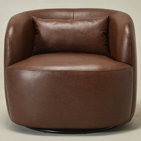 Ashlie Faux Leather Swivel Chair - Brown Modern Swivel Chair | Swivel Accent Chairs | Kinwell Furniture | Swivel Armchairs