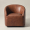 Susie Leather Swivel Barrel Chair - Brown Modern Swivel Chair | Swivel Accent Chairs | Kinwell Furniture | Swivel Armchairs
