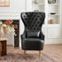 Letitia Faux Leather Wingback Chair - Black Accent Chair | Decorative Faux Leather Chairs | Kinwell Furniture | Modern Wingback Accent Chairs