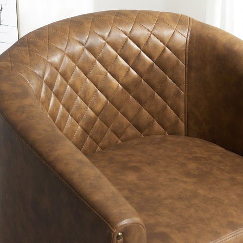 Logan Faux Leather Tufted Swivel Club Chair - Coffee Modern Swivel Chair | Swivel Accent Chairs | Kinwell Furniture | Swivel Armchairs