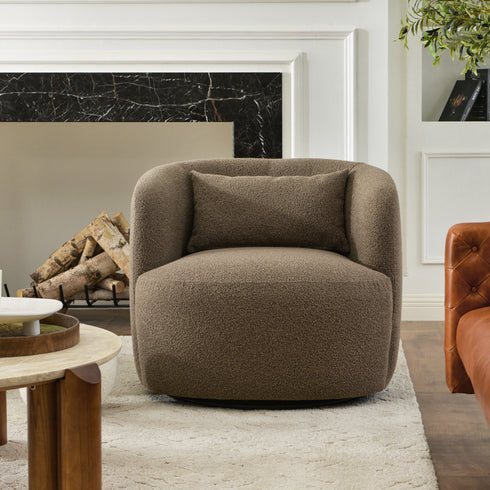 Ashlie Bouclé Swivel Barrel Chair
