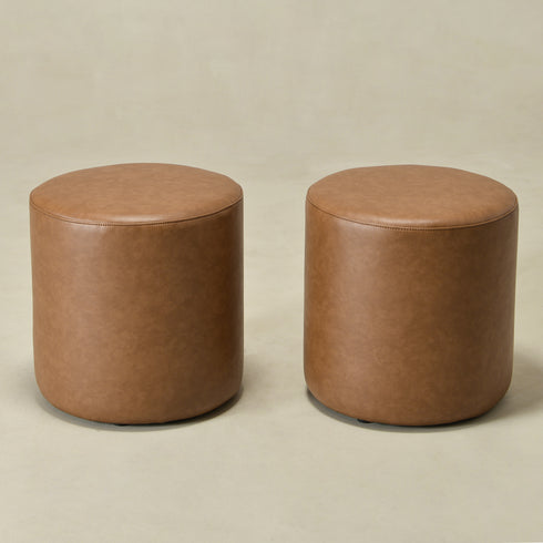 Elof Faux Leather Ottoman - Minimalist Design Ottoman | Space-Saving Pouf | Kinwell Furniture | Elegant Home Decor