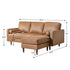 Tiziano Tufted 2-Piece Sectional Sofa – Camel Faux Leather Reversible Chaise Couch with Accent Pillows | Mid-Century Modern L-Shaped Sofa | Kinwell Furniture