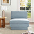 Linen Blend Down Feather Upholstered Accent Chair – Blue Modern Armless Slipper Chair | Soft Linen Blend Lounge Chair with Removable Cushions | Kinwell Furniture | Oversized Accent Chair