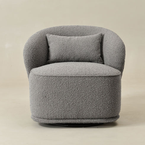 Laura Bouclé Swivel Barrel Chair - Gray Modern Swivel Chair | Swivel Accent Chairs | Kinwell Furniture | Swivel Armchairs