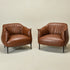 Kadar Leather Barrel Chair-Brown Modern Leather Chair | Accent Chairs | Kinwell Furniture | Barrel Chairs