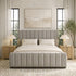 Agnes Linen Platform Bed - Beige / Gray Upholstered Bed | Queen & King Platform Beds | Kinwell Furniture | Modern Linen Bed Frames