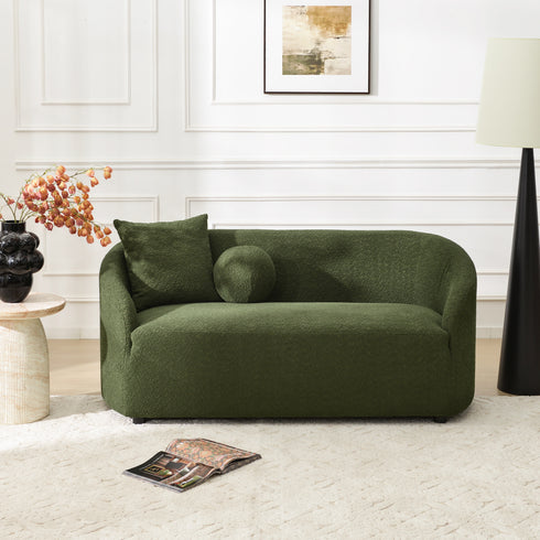 Susie Green Bouclé Loveseat Couch | Stylish Green Bouclé Loveseat | Kinwell Furniture | 2-Seater Sofas for Apartments