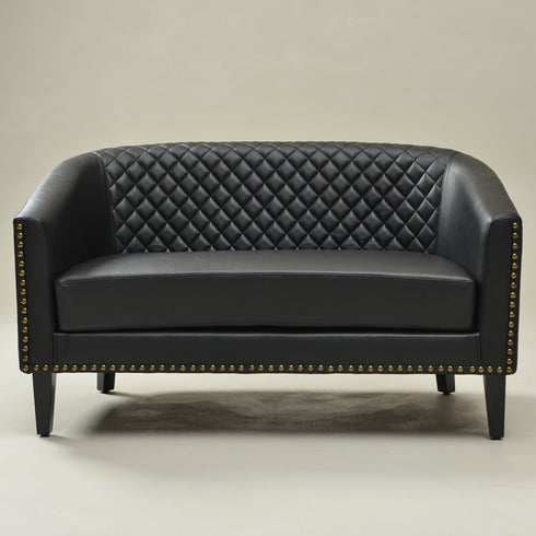 Logan Faux Leather Tufted Loveseat | Fabric Loveseat Couch | Kinwell Furniture | Modern Loveseats & Comfortable Loveseat Sofa Couches